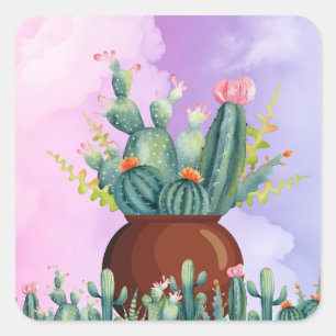 Adesivo Quadrado Cactus Sunrise Sticker