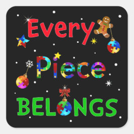 Adesivo Quadrado Cada Pedaço Pertence ao Natal