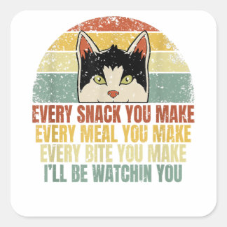 Adesivo Quadrado Cada Snack Que Você Faz Gato Adormecido Gatinho Ge