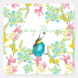 Adesivo Quadrado Cadeado de flores de primavera