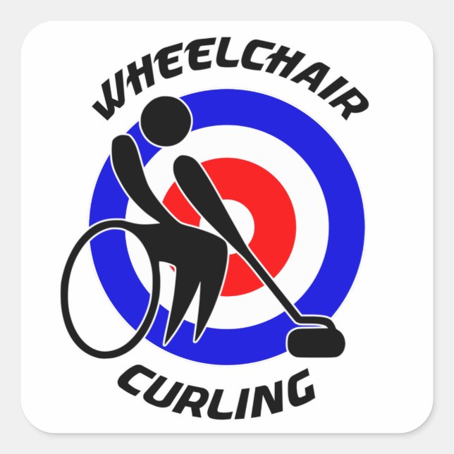 Adesivo Quadrado Cadeira de rodas Curling Winter Sports Fans 2019 (Frente)