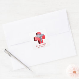 Adesivo Quadrado Caduceus Silver Cross Red