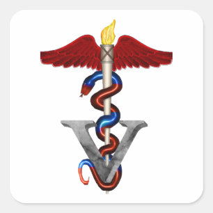 Adesivo Quadrado Caduceus veterinário