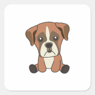 Adesivo Quadrado Cães Boxer Puppy Cães Doces Para Crianças Amigos D