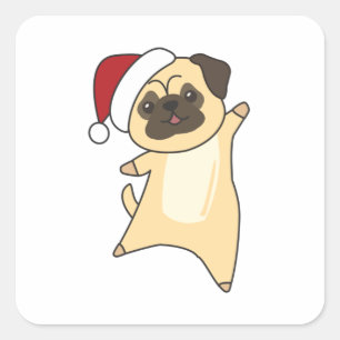 Adesivo Quadrado Cães de Inverno de Neve de Natal