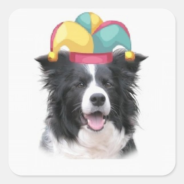 Adesivo Quadrado Cães Ditzy~Adesivo Original~Collie de Borda (Frente)