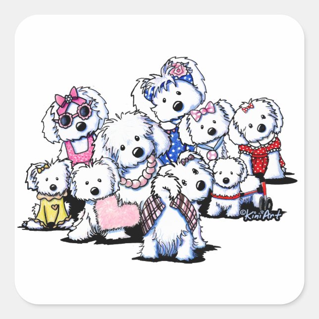 Adesivo Quadrado Cães do Dia Internacional da Mulher KiniArt (Frente)