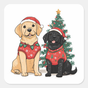 Adesivo Quadrado Cães Labrador Retriever de Natal