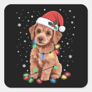 Adesivo Quadrado Cães Poodle Árvore Natal Pet Animal Cão