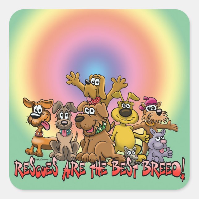 Adesivo Quadrado Cães salva-vidas são a melhor raça! (Frente)