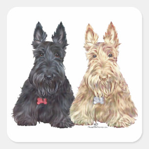 Adesivo Quadrado Cães Scottie Trigo e Preto