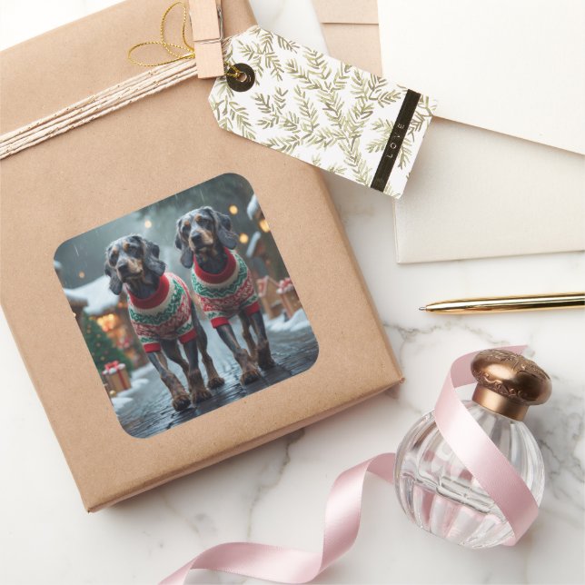 Adesivo Quadrado Cães Wired Haired Pointing Griffon Natal Neve  (Presentear)