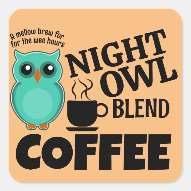 ADESIVO QUADRADO CAFÉ BLEND CORUJA NOTURNA  (Frente)