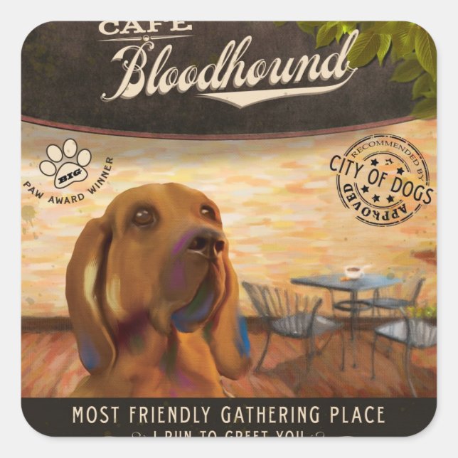 Adesivo Quadrado Café Bloodhound (Frente)