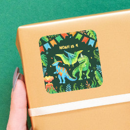 Adesivo Quadrado Café da Água Dinossauros Boys Birthday