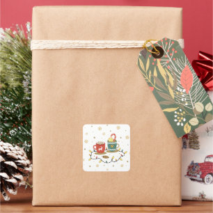 Adesivo Quadrado Café de Natal Dourado