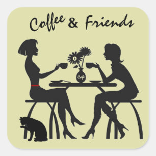 Adesivo Quadrado Café & de presente e de envelope dos amigos