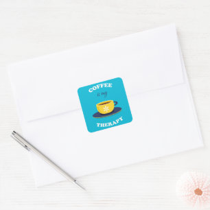 Adesivo Quadrado Café É Meu Vinheta De Terapia