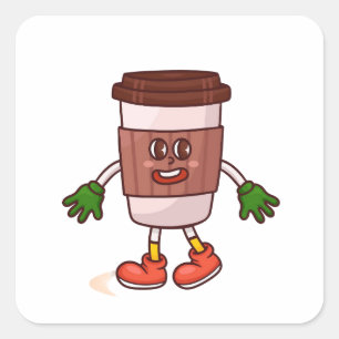 Adesivo Quadrado Café Engraçado