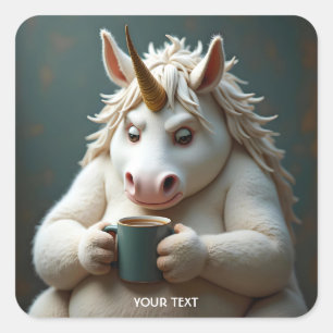Adesivo Quadrado Café Fantasy Cute Wacky Unicorn