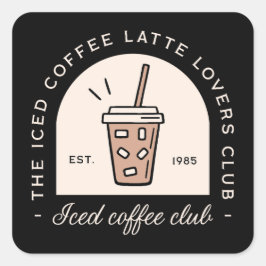 Adesivo Quadrado Café gelado amantes de latão de lata clube garotas