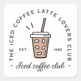 Adesivo Quadrado Café gelado amantes de latão moças clube estético