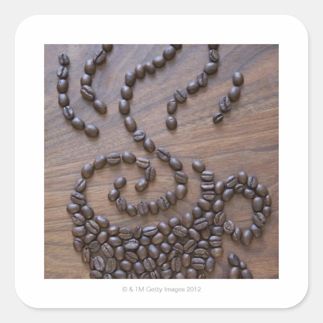 Adesivo Quadrado Café ilustrado com café (Frente)