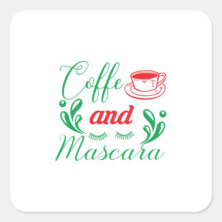 Adesivo Quadrado Café Merry Xmas E Máscara