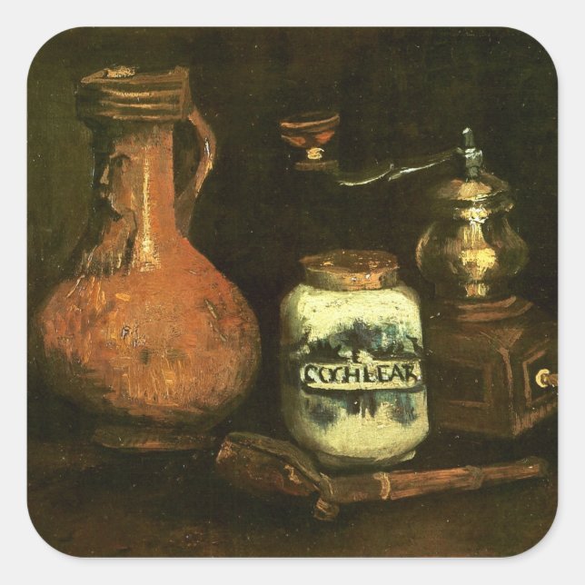Adesivo Quadrado Café Mill Pipe Case & Jug Van Gogh Fine Art (Frente)