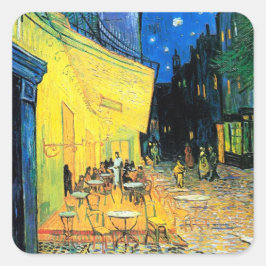Adesivo Quadrado Café Terrace à Noite (1888) Vincent Van Gogh art