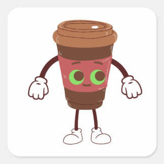 Adesivo Quadrado Café Viagem mágico castanho