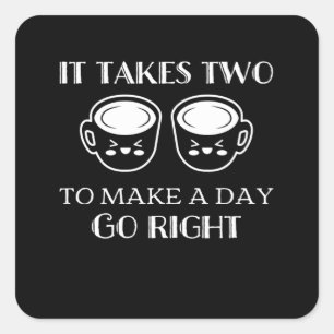 Adesivo Quadrado Cafeína Coffee Cired Levantando-Se De Manhã