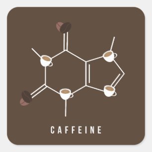 Adesivo Quadrado Caffeine Molecule Stickers