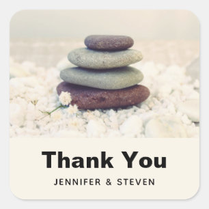 Adesivo Quadrado Cairo Meditativo de Pedras Empilhadas Obrigado