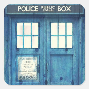 Adesivo Quadrado Caixa de Chamada Pública da Polícia de Vintage