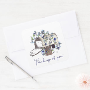 Adesivo Quadrado Caixa de Correio Enviando um Sticker Quadrado