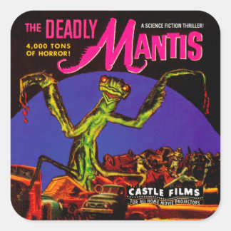 Adesivo Quadrado Caixa de Filme Vintage "The Moradly Mantis"