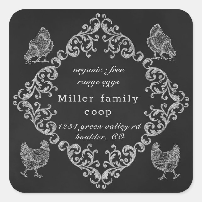 Adesivo Quadrado caixa de ovos de galinha de galinha de vedação de  (Frente)