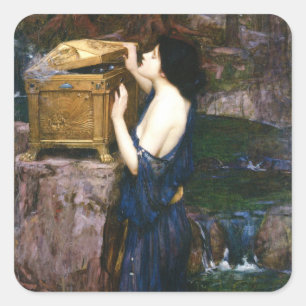 Adesivo Quadrado Caixa de Pandora - John William Waterhouse