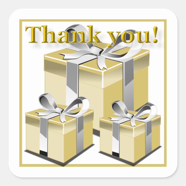 Adesivo Quadrado Caixa do Presente Obrigado (Frente)