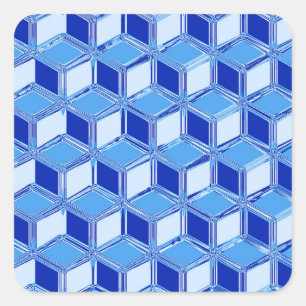 Adesivo Quadrado Caixas 3D cromadas - azul cobalto