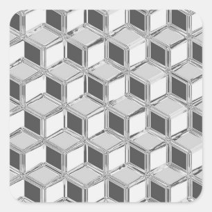Adesivo Quadrado Caixas 3d cromo - cinzas prateadas