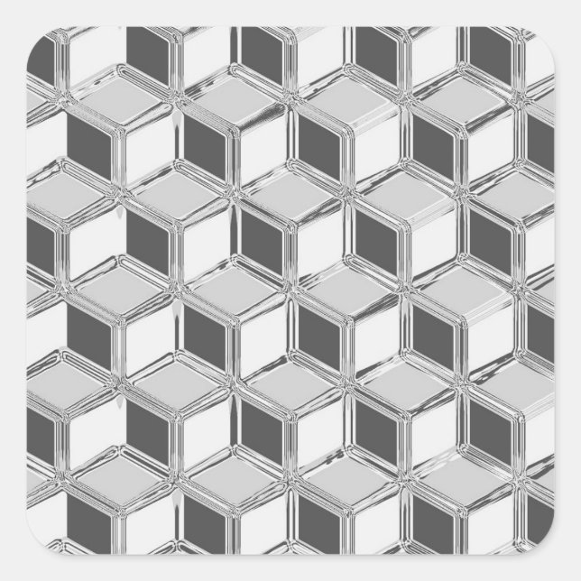 Adesivo Quadrado Caixas 3d cromo - cinzas prateadas (Frente)