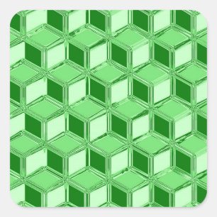 Adesivo Quadrado Caixas 3d cromo - esmeraldo verde