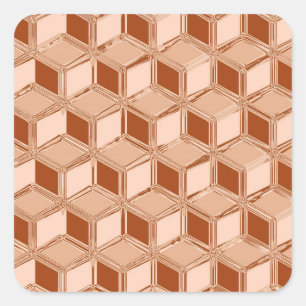 Adesivo Quadrado Caixas de 3 d cromo - de cobre