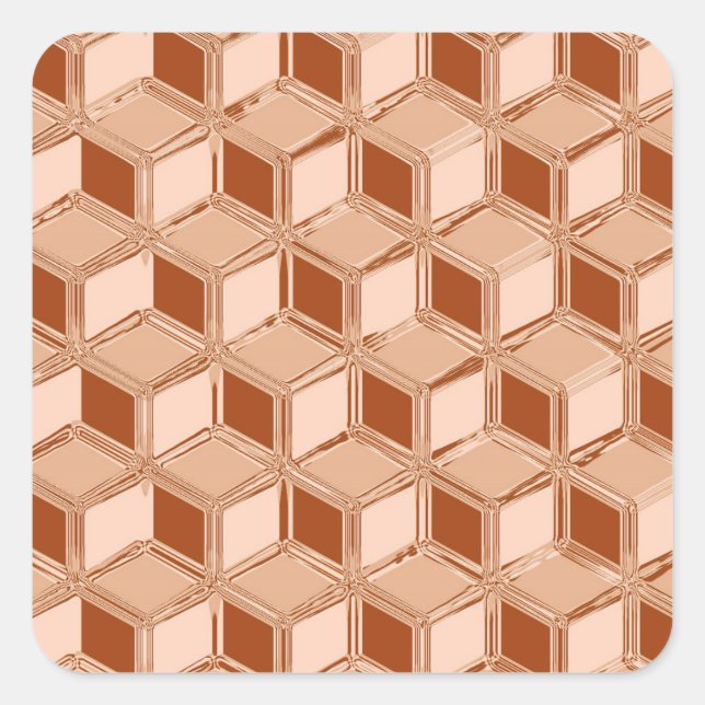 Adesivo Quadrado Caixas de 3 d cromo - de cobre (Frente)