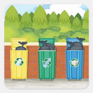 Adesivo Quadrado Caixas Reciclagens
