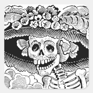 Adesivo Quadrado Calavera Garbancera (Catrina) por José Posada