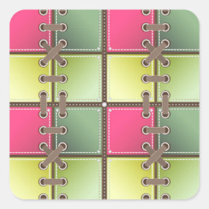 Adesivo Quadrado calçado laca moda rosa e verde