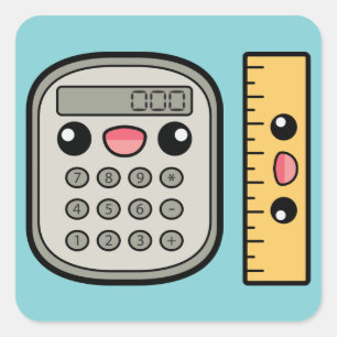 Adesivo Quadrado Calculadora E Régua De Cuta
